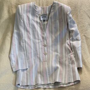 Kasper Striped Pastel Blazer in Pink, Blue & Cream